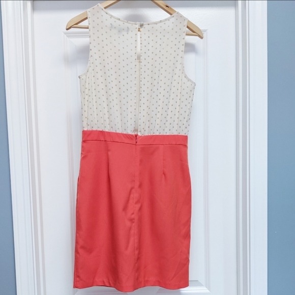 C. Luce gold Polka Dot Coral Pencil Career Dress M - Picture 2 of 8